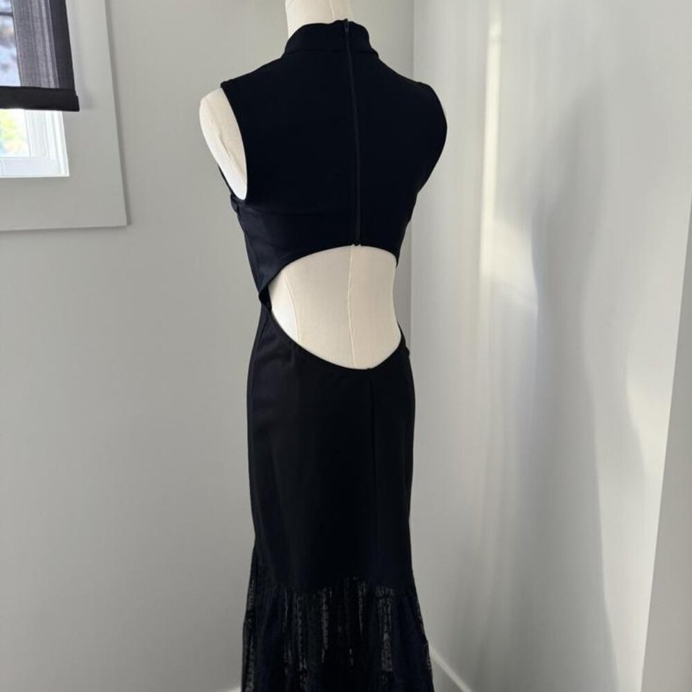 STAUD Black Sleeveless Maxi Dress with Lace Hem - Picture 7 of 10